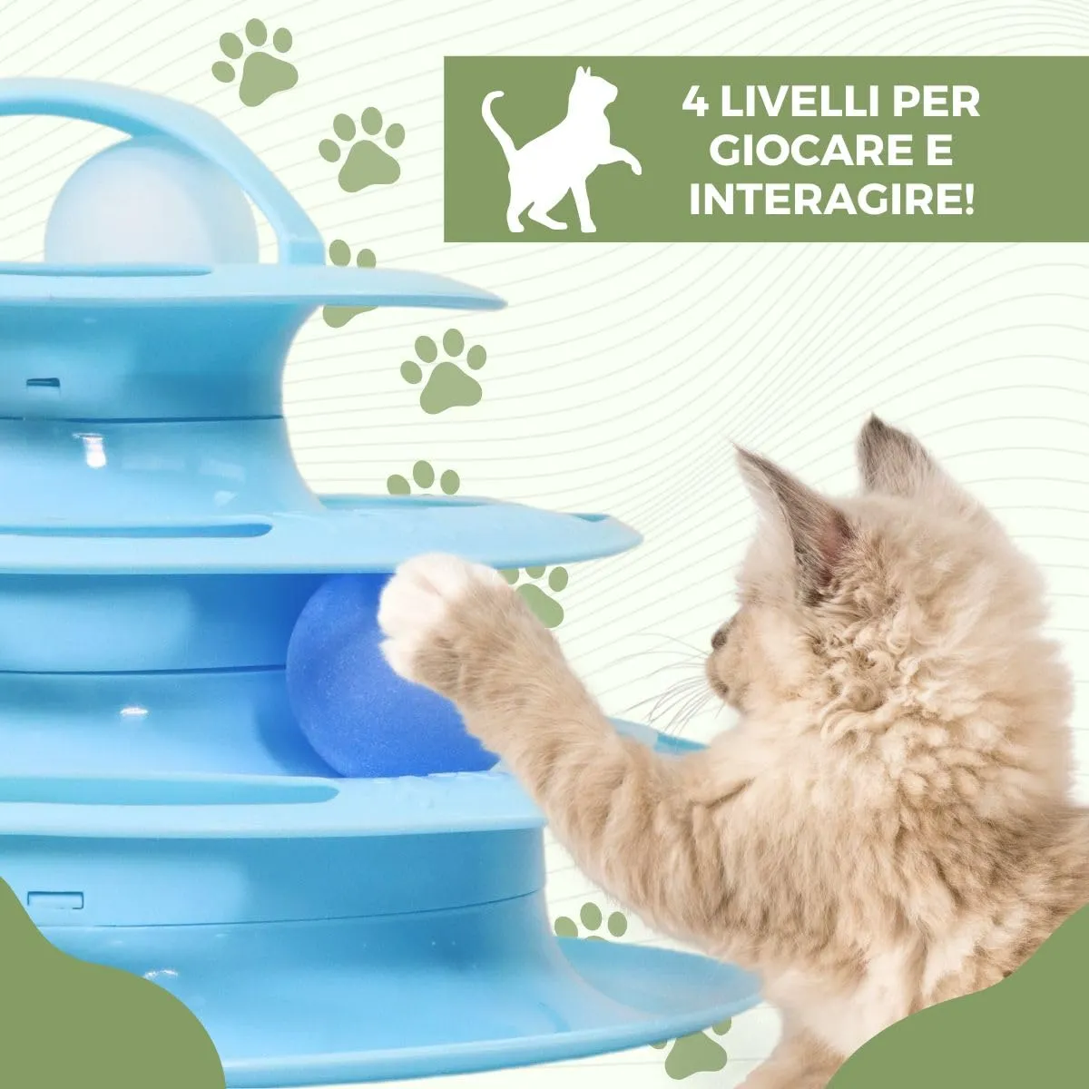 Mobiclinic® pets, Giocattolo per gatti, Interattivo, Catplay, Stimolazione sensoriale, 4 livelli, Palline, Facile da montare, 12x24x16, 5 cm, Torre interattiva, Antiscivolo - immagine 6