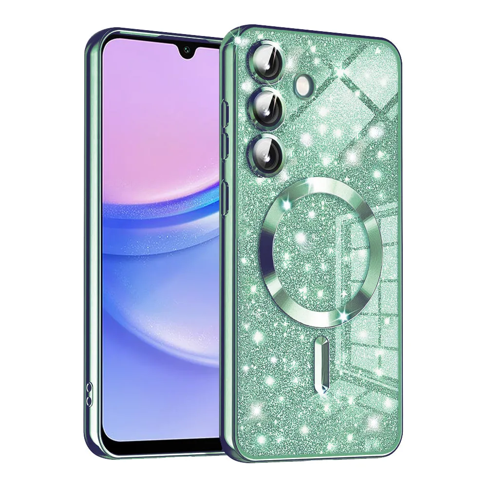 Custodia MagSafe per Samsung Galaxy A15 5G A156 / A15 A155, Techsuit, Luxury Glitter, Verde Chiaro - immagine 1