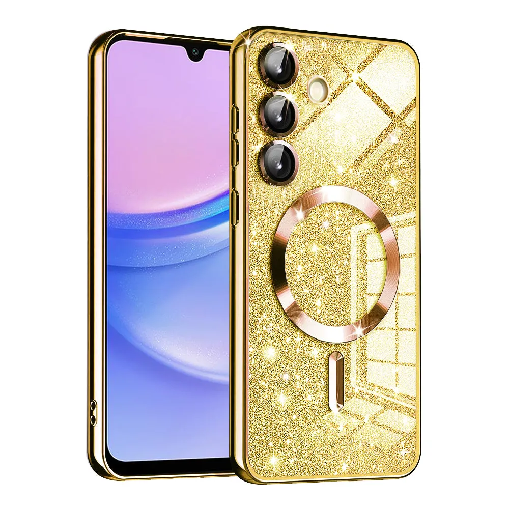Custodia MagSafe per Samsung Galaxy A15 5G A156 / A15 A155, Techsuit, Luxury Glitter, Dorata - immagine 1