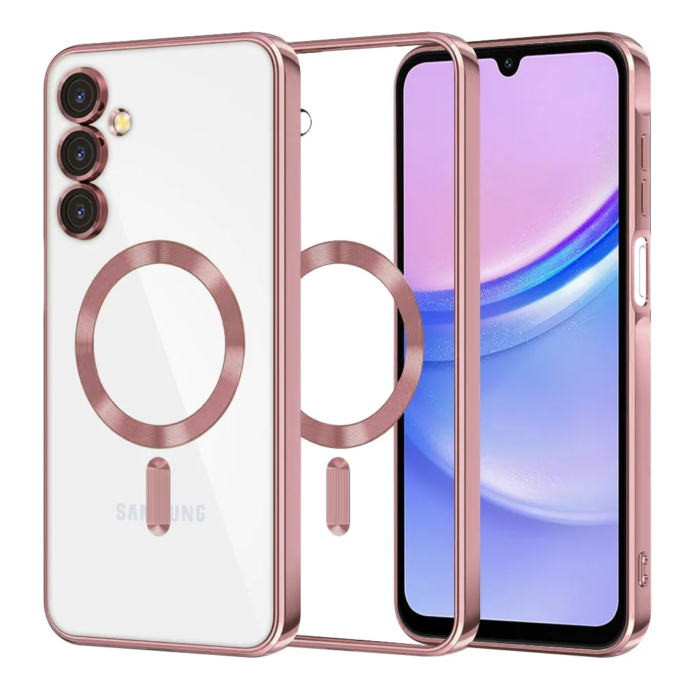 Custodia MagSafe per Samsung Galaxy A15 5G A156 / A15 A155, Techsuit, Luxury Crystal, Rosa - immagine 1