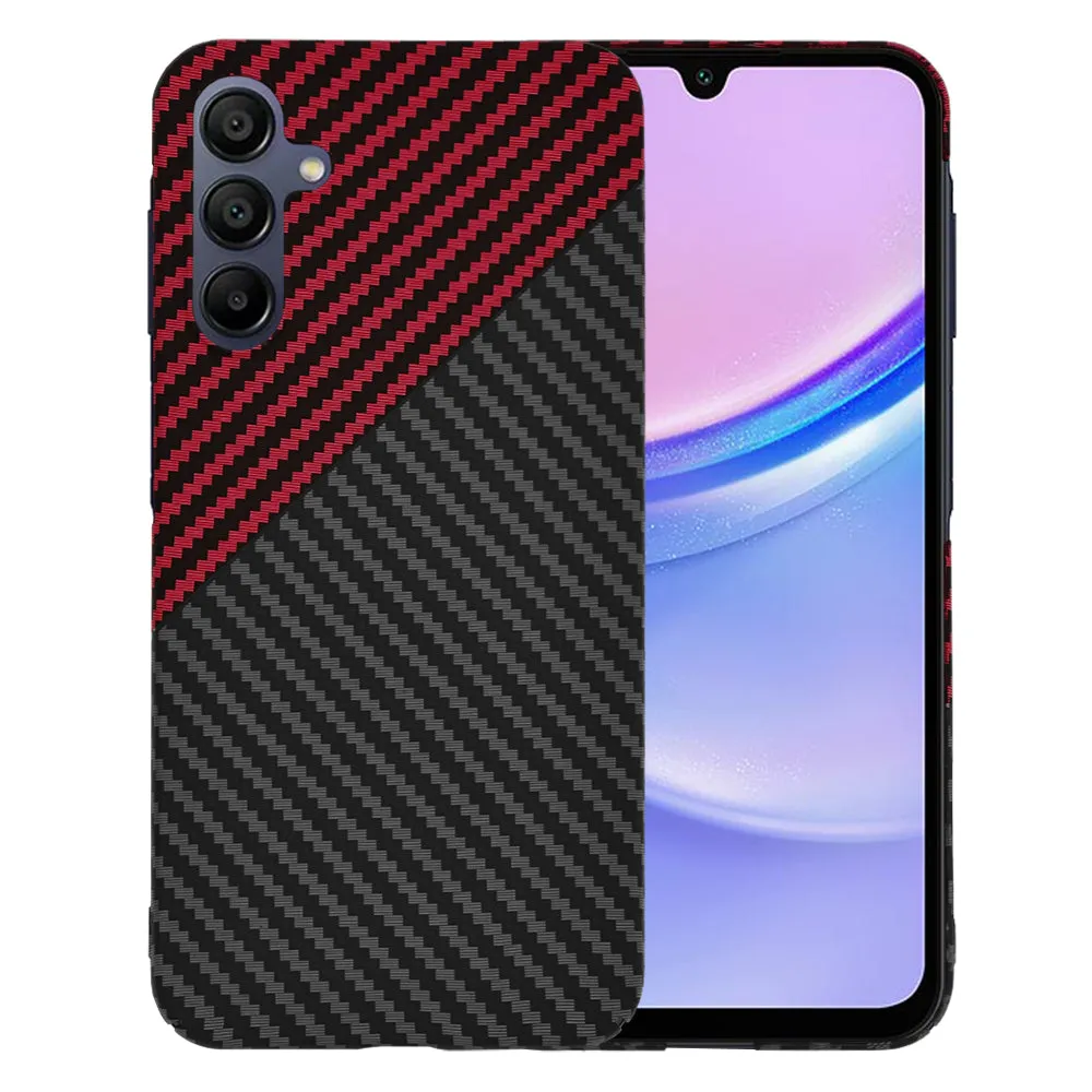 Custodia per Samsung Galaxy A15 5G A156 / A15 A155, Techsuit, Carbonite FiberShell, Nero Rosso - immagine 1