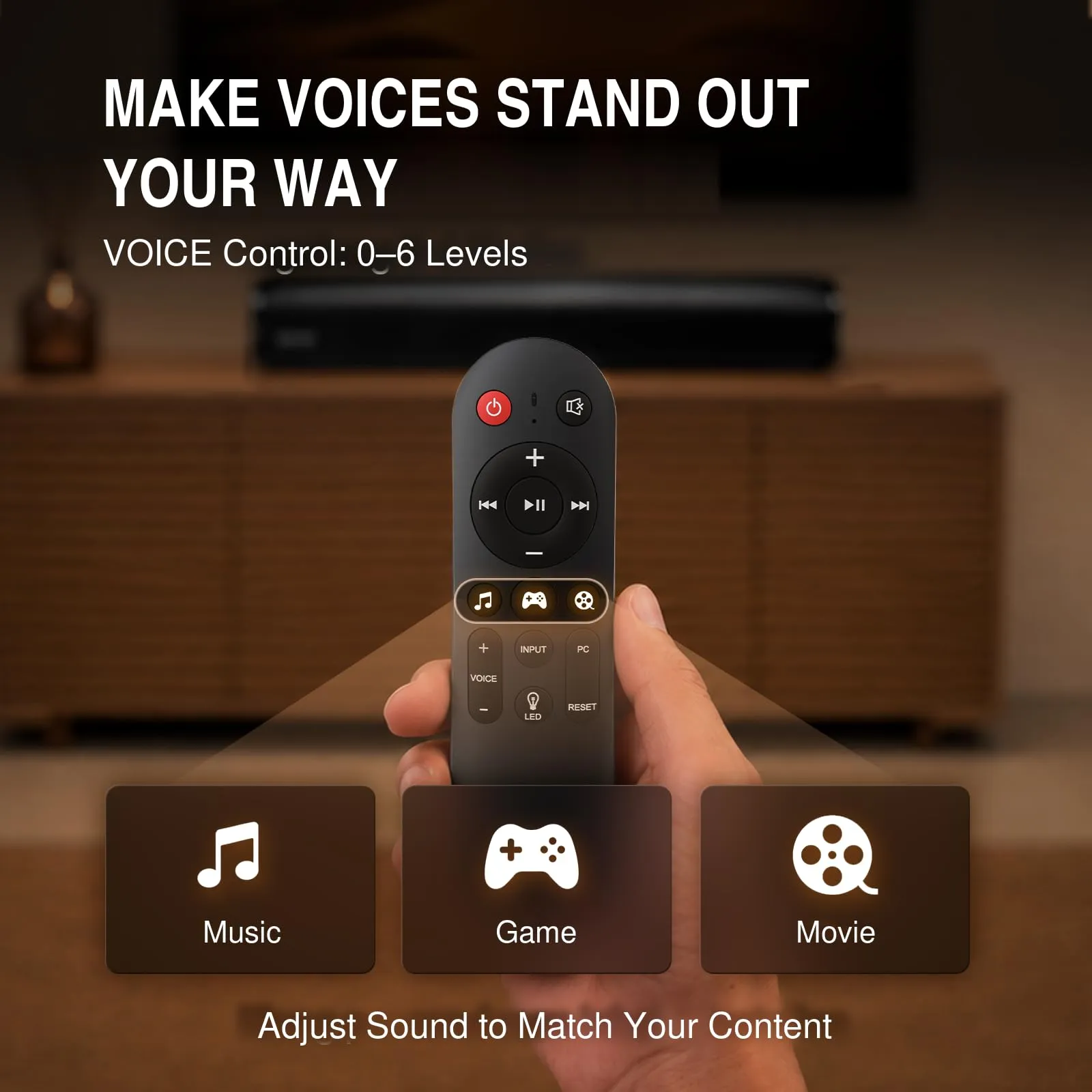 MEVOSTO Soundbar TV con Subwoofer Integrato, 2.1ch Soundbar PC Mini, 60W Casse TV Sound Bar Compatta, Home Theater con USB Digital Audio/BT5.4/Ottico/AUX, Voice Enhance 3 EQ, Montaggio a Parete - immagine 6