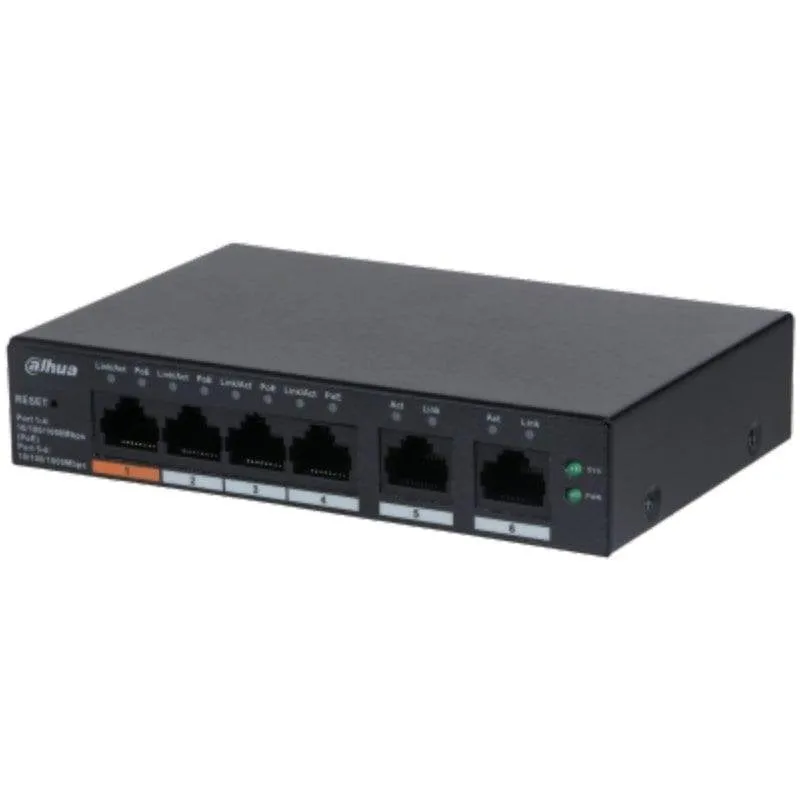 Switch Gigabit Dahua DH-CS4006-4GT-60 4 Porte PoE Nero - immagine 1