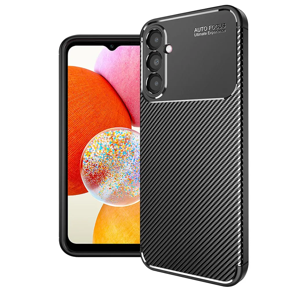Custodia per Samsung Galaxy A14 A145 / A14 5G A146, Techsuit, CarbonFiber, Nera - immagine 1