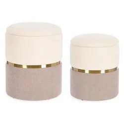 RADINKA Set pouf Bianco e Rosa - immagine 1