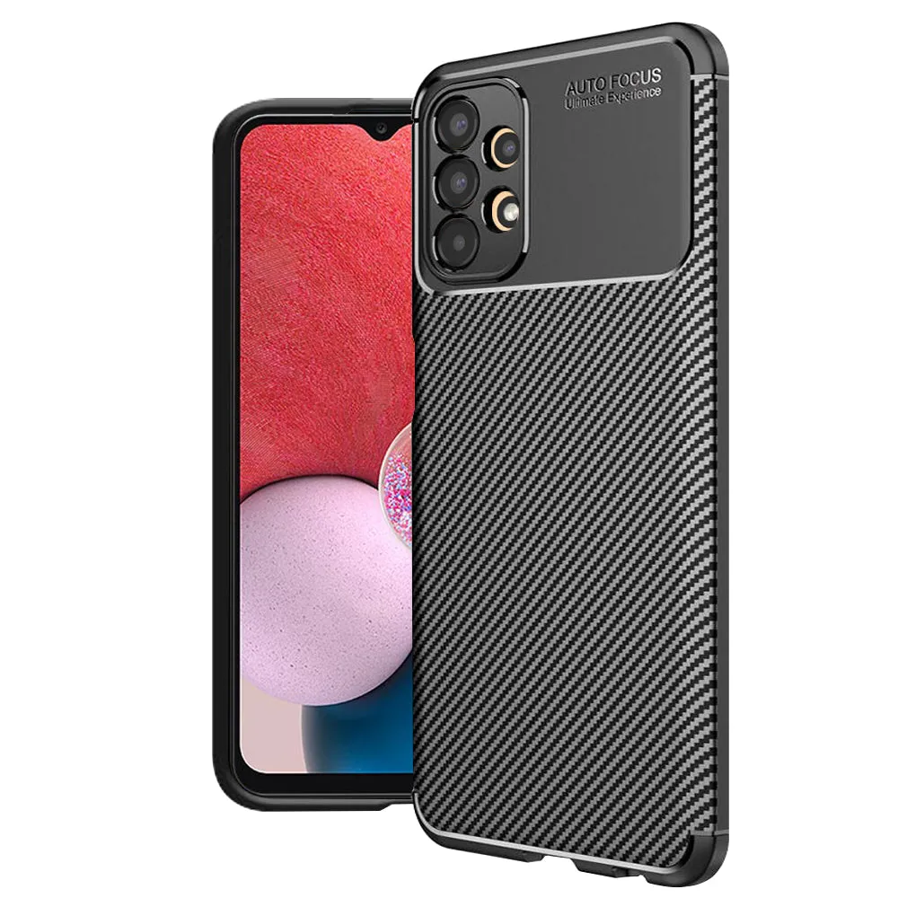 Custodia per Samsung Galaxy A13 A135, Techsuit, CarbonFiber, Nera - immagine 1