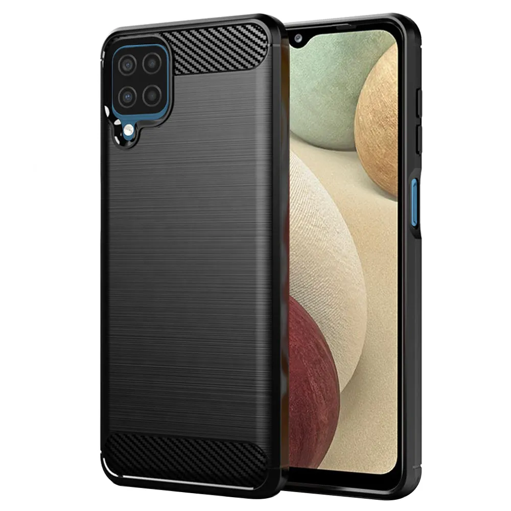 Custodia per Samsung Galaxy A12 Nacho A127 / A12 A125, Techsuit, Carbonio, Nera - immagine 1