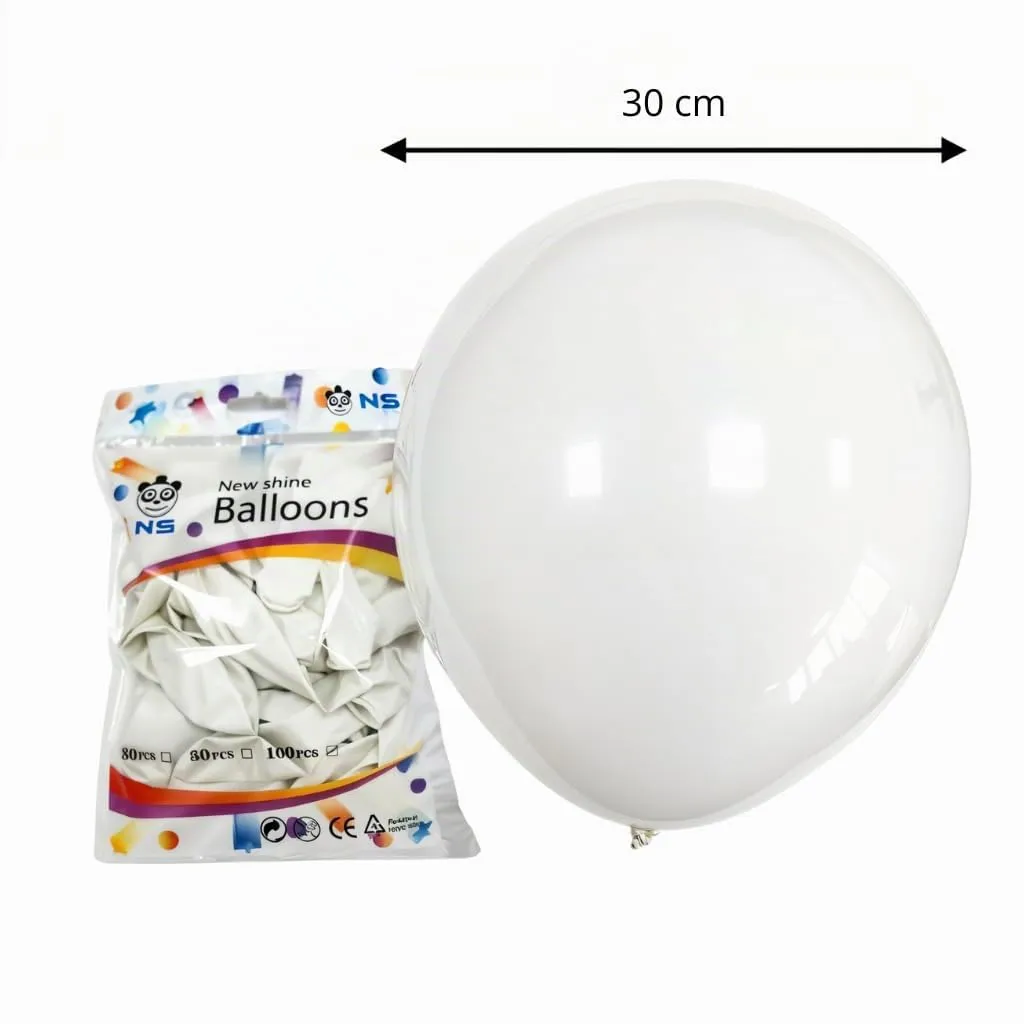 50 Palloncini Bianchi • 30 Cm • Colori Opachi • Qualità Premium • Lattice Naturale Biodegradabili Ecologici • Gonfiabili Aria Elio Acqua • Baby Shower Battesimo Compleanno Feste Matrimonio Arco - immagine 2