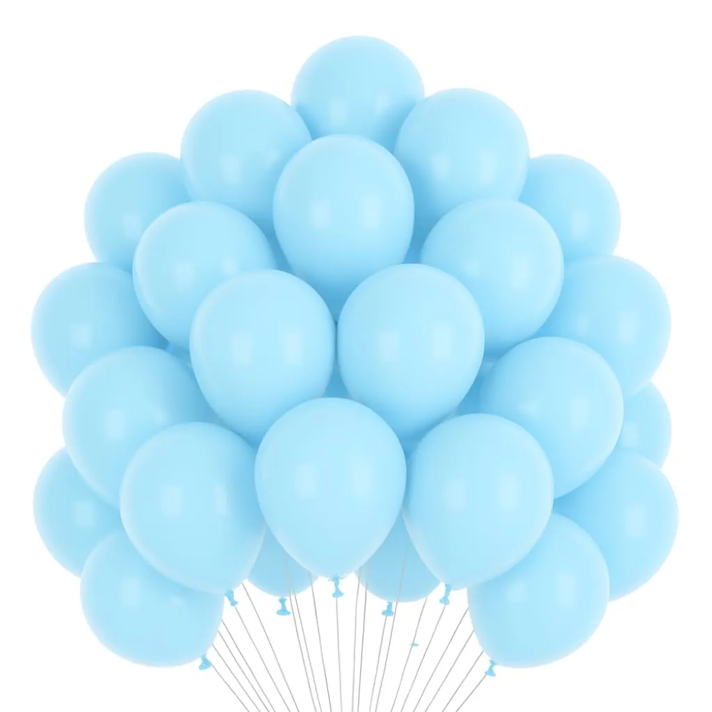 50 Palloncini Blu Pastello Azzurri • 30 Cm • Colori Opachi • Qualità Premium • Lattice Naturale Biodegradabili Ecologici • Gonfiabili Aria Elio Acqua • Baby Shower Battesimo Compleanno Feste Arco - immagine 1