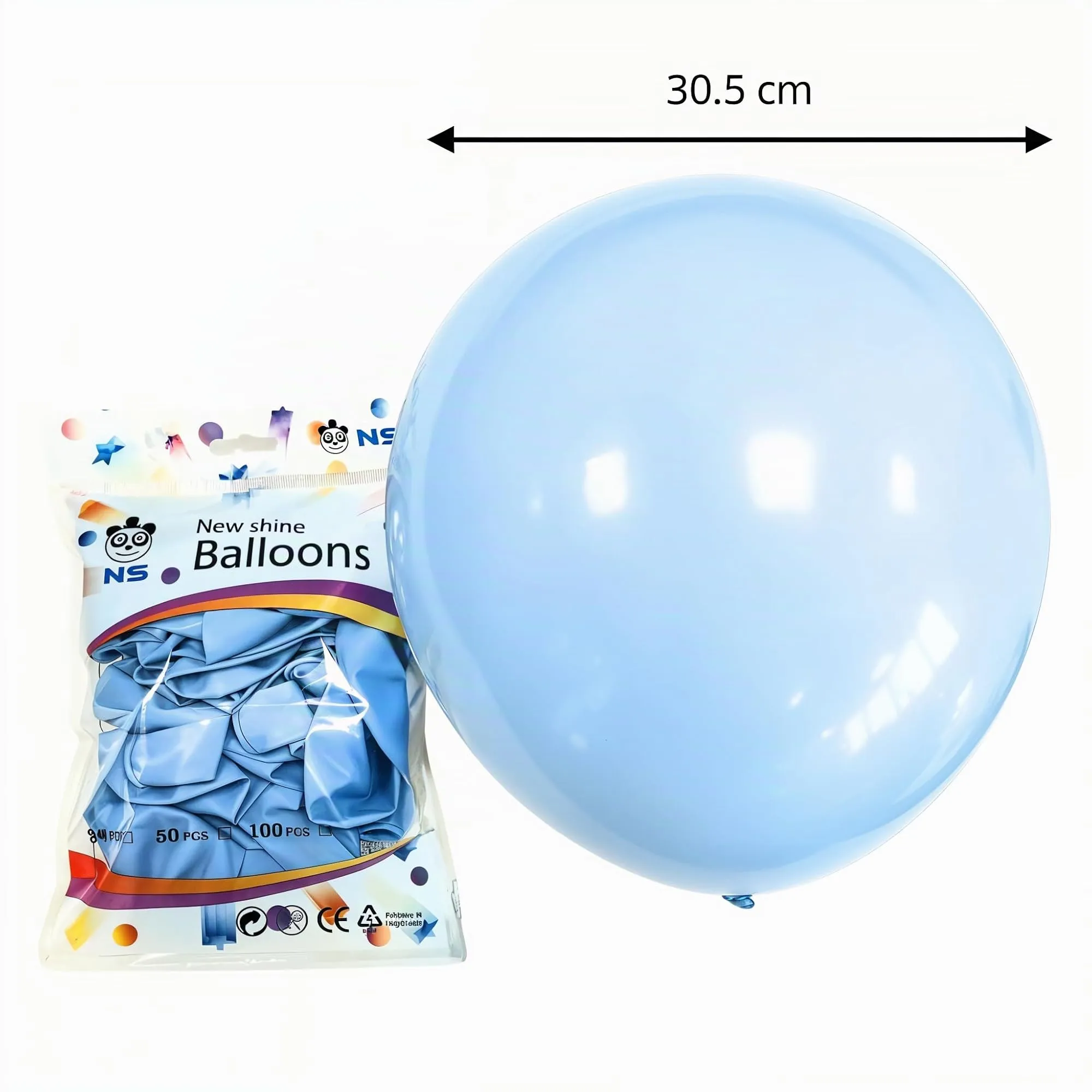 50 Palloncini Blu Pastello Azzurri • 30 Cm • Colori Opachi • Qualità Premium • Lattice Naturale Biodegradabili Ecologici • Gonfiabili Aria Elio Acqua • Baby Shower Battesimo Compleanno Feste Arco - immagine 2