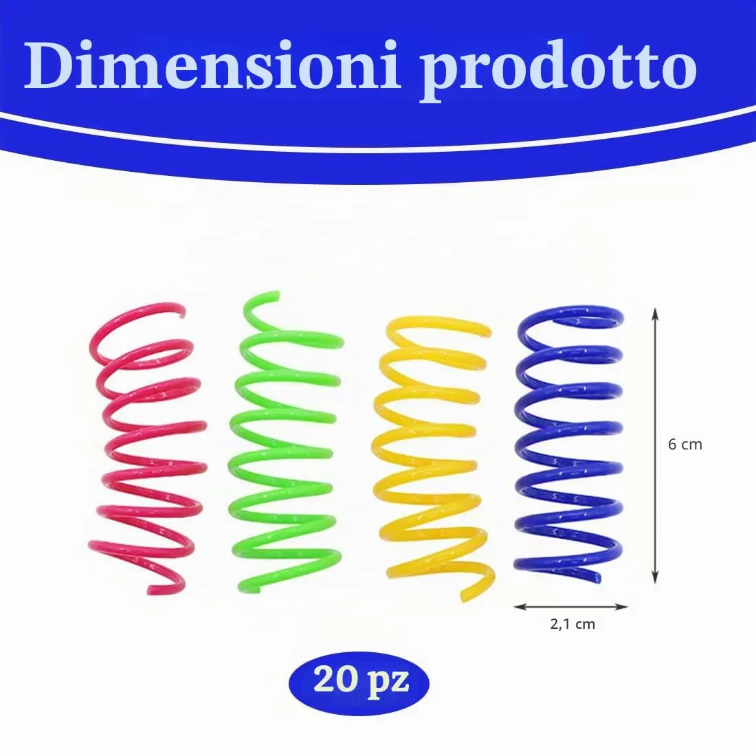 QEDBOJE 20 Pezzi Giocattolo per Gatti a Spirale, Novità Giocattolo a Molla, Giocattolo in Plastica Pieghevole, Giocattolo a Molla Colorato per Gatti, per Animali Domestici (Colorato) - immagine 2