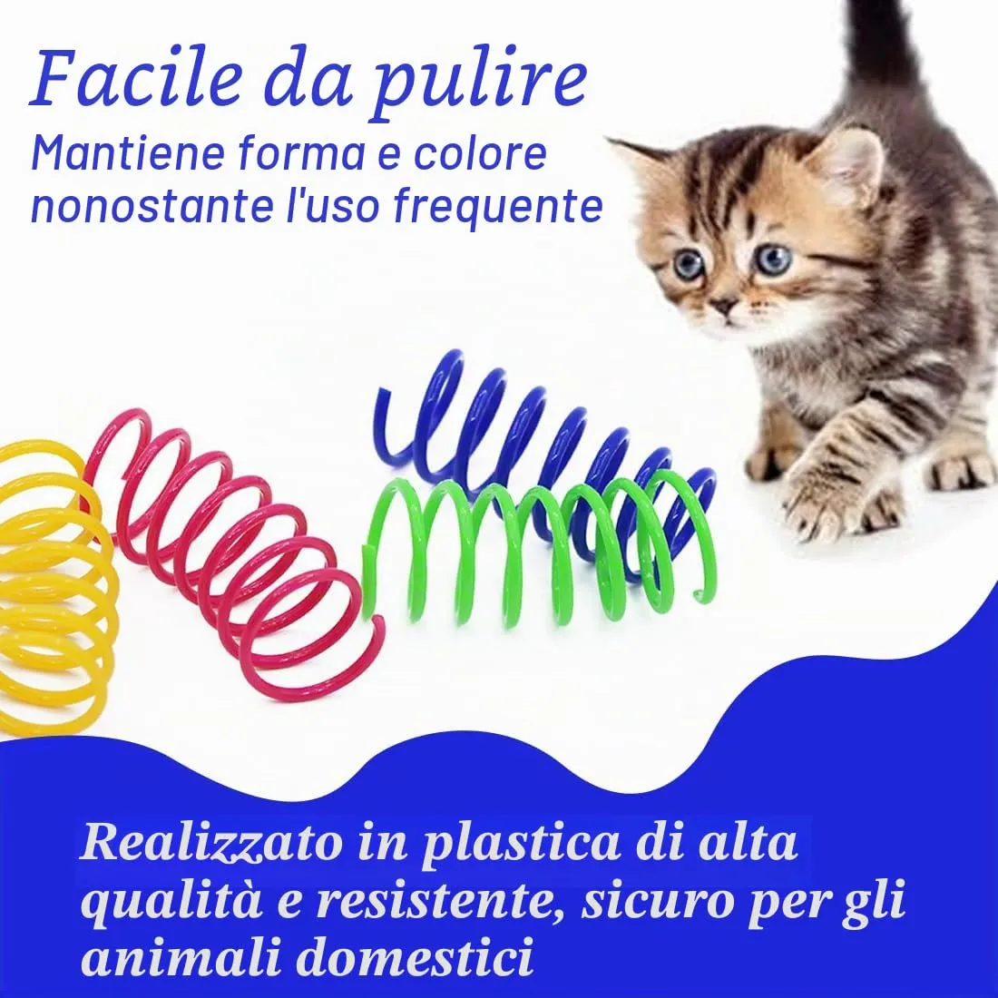 QEDBOJE 20 Pezzi Giocattolo per Gatti a Spirale, Novità Giocattolo a Molla, Giocattolo in Plastica Pieghevole, Giocattolo a Molla Colorato per Gatti, per Animali Domestici (Colorato) - immagine 5