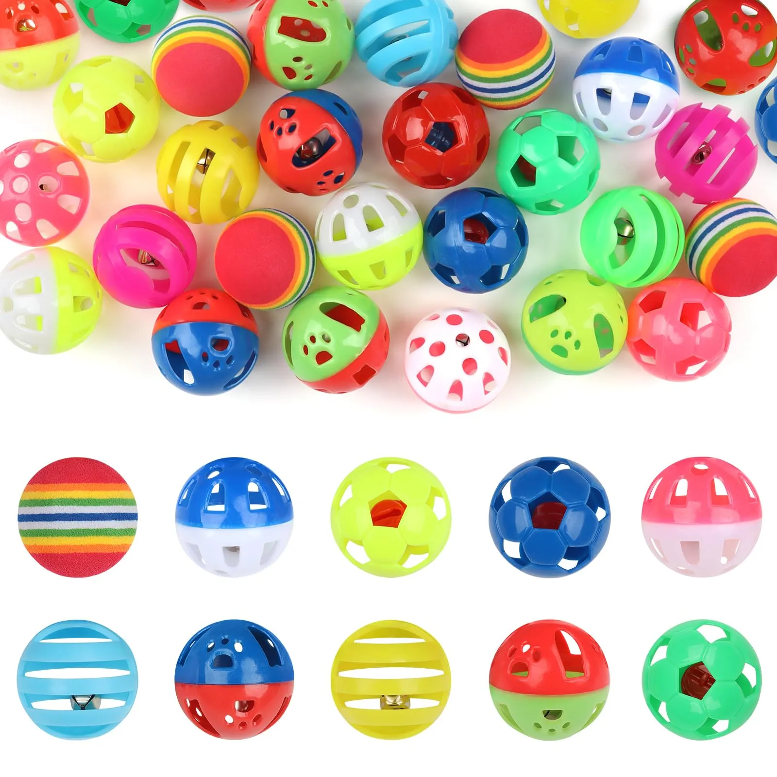 QUOZUO 24 palline giocattolo per gatti, palline colorate con rumore, giocattolo interattivo per gatti - immagine 2