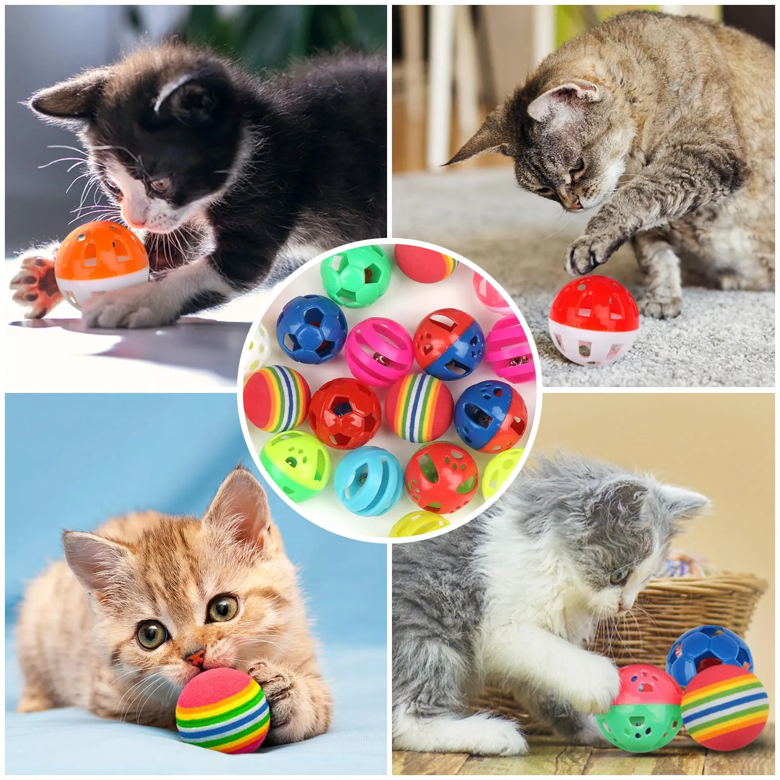 QUOZUO 24 palline giocattolo per gatti, palline colorate con rumore, giocattolo interattivo per gatti - immagine 6