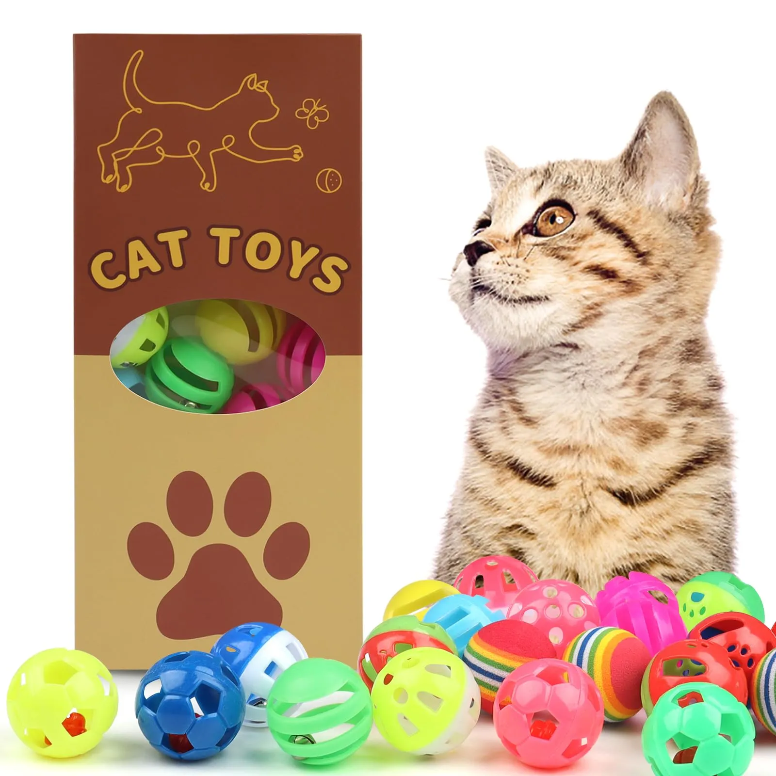 QUOZUO 24 palline giocattolo per gatti, palline colorate con rumore, giocattolo interattivo per gatti - immagine 7