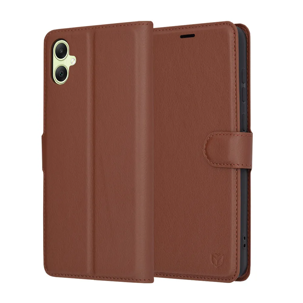 Custodia per Samsung Galaxy A05 A055, Techsuit, Leather Folio, Marrone - immagine 1