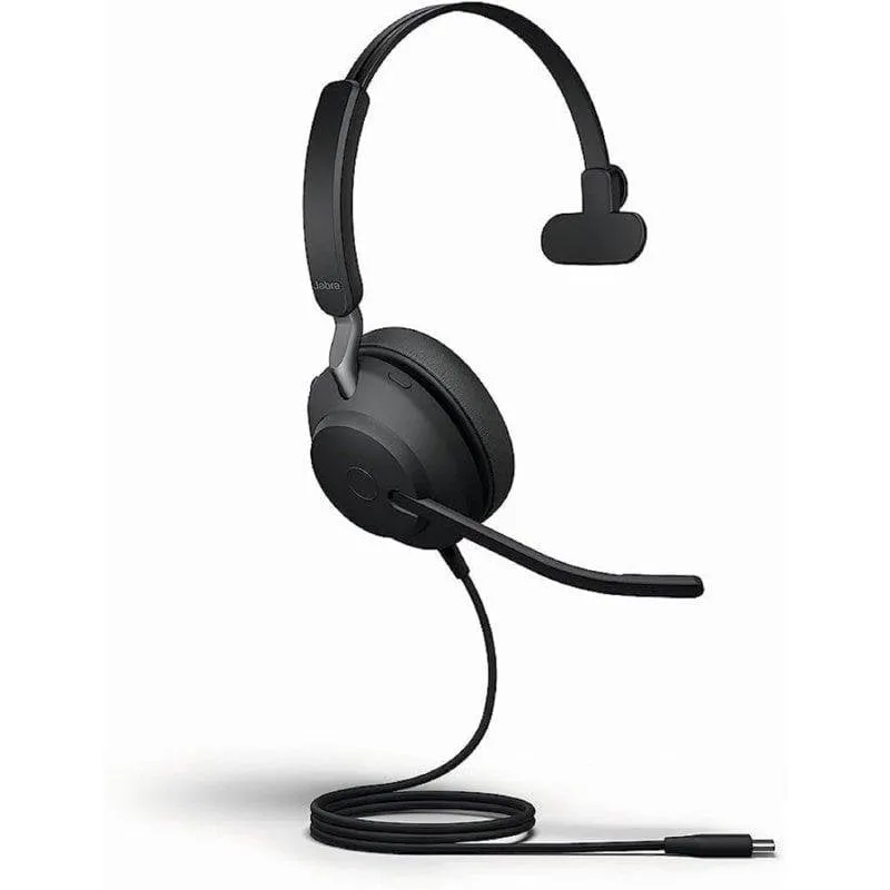 Auricolari Jabra Evolve2 40 con cavo USB-A per Chiamate/Musica con cancellazione passiva del rumore, microfoni integrati, neri - immagine 1