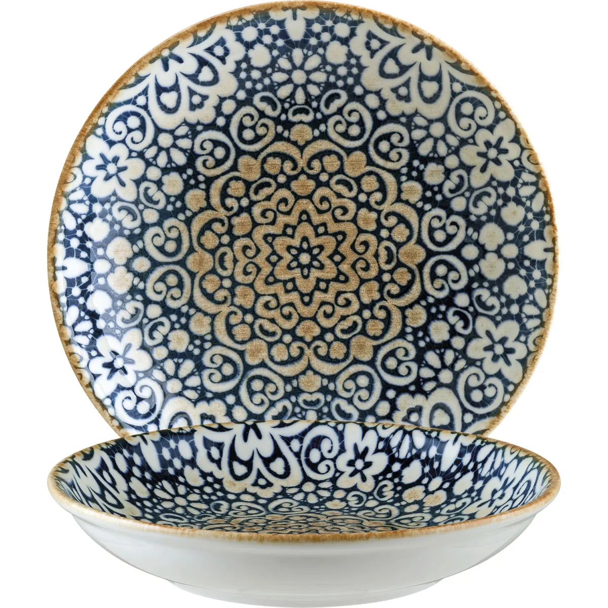 12x Bonna Piatto fondo Alhambra; 500 ml, 20x3.5 cm (ØxH); blu/bianco/marrone; rotonda; 12 pz. / Pacco - immagine 1