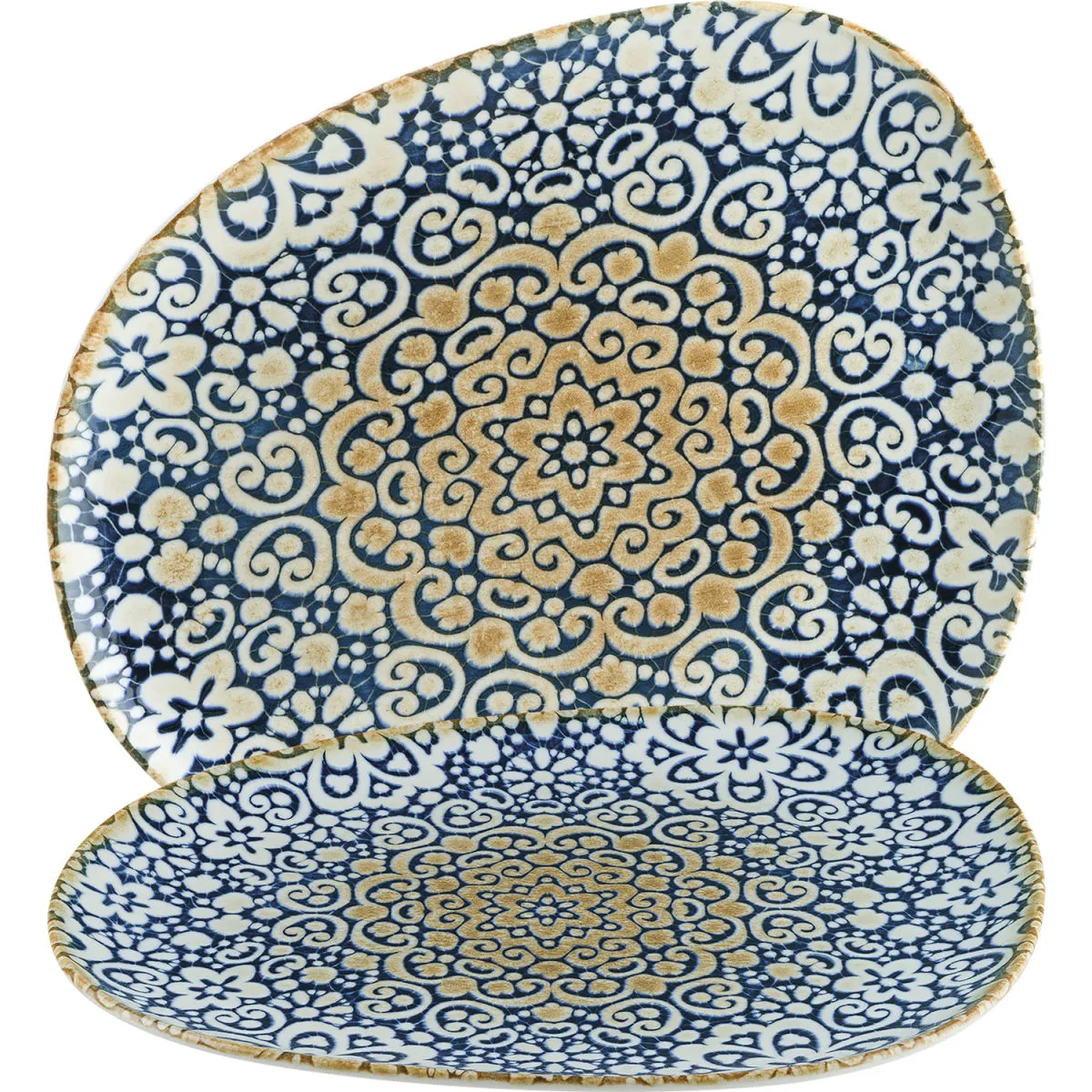 12x Bonna Piatto piano organico Alhambra; 23x19.5 cm (LxL); blu/bianco/marrone; organica; 12 pz. / Pacco - immagine 1