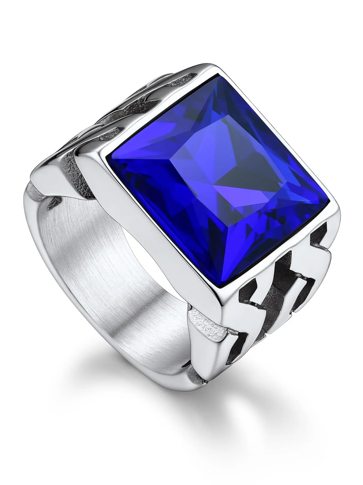 Bandmax Anello Uomo in Acciaio Inossidabile, Anello Nero Uomo con Pietra Nero,Anello Triquetra Nodo Celtico Misura 25 Circonferenza 64.4mm, Confezione Regalo - immagine 1