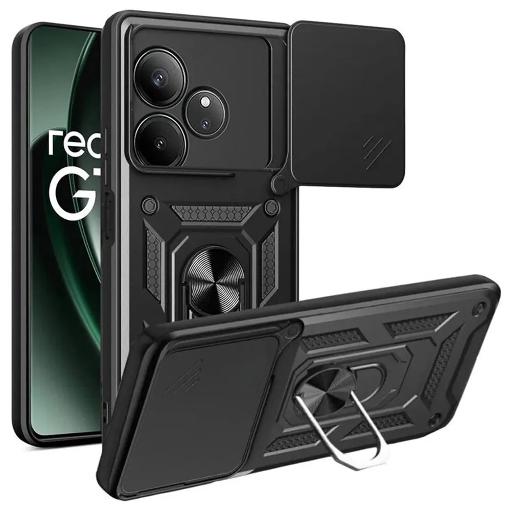 Custodia per Realme GT 6T / GT 6, Techsuit, CamShield, Nera - immagine 1
