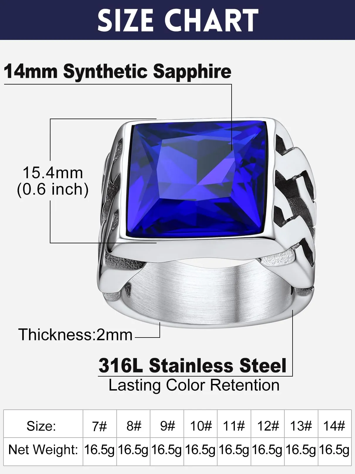 Bandmax Anello Uomo in Acciaio Inossidabile, Anello Nero Uomo con Pietra Nero,Anello Triquetra Nodo Celtico Misura 30 Circonferenza 69.7mm, Confezione Regalo - immagine 5