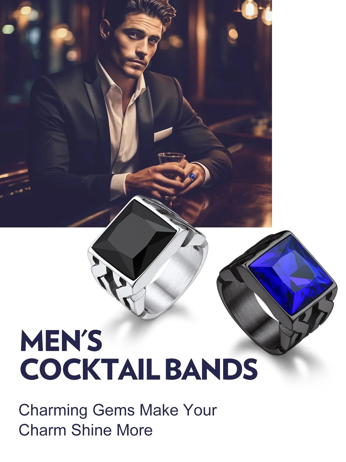 Bandmax Anello Uomo in Acciaio Inossidabile, Anello Nero Uomo con Pietra Nero,Anello Triquetra Nodo Celtico Misura 30 Circonferenza 69.7mm, Confezione Regalo - immagine 7