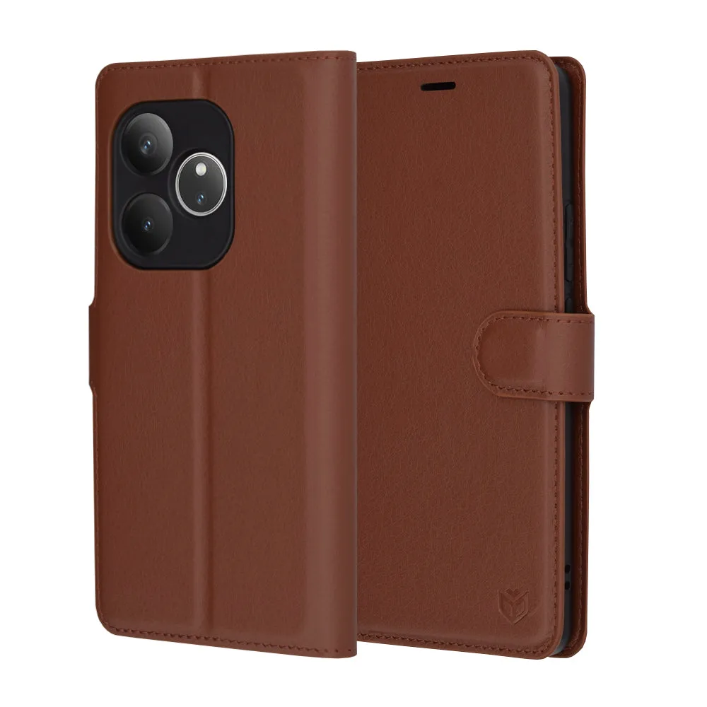Custodia per Realme GT 6T / GT 6, Techsuit, Leather Folio, Marrone - immagine 1