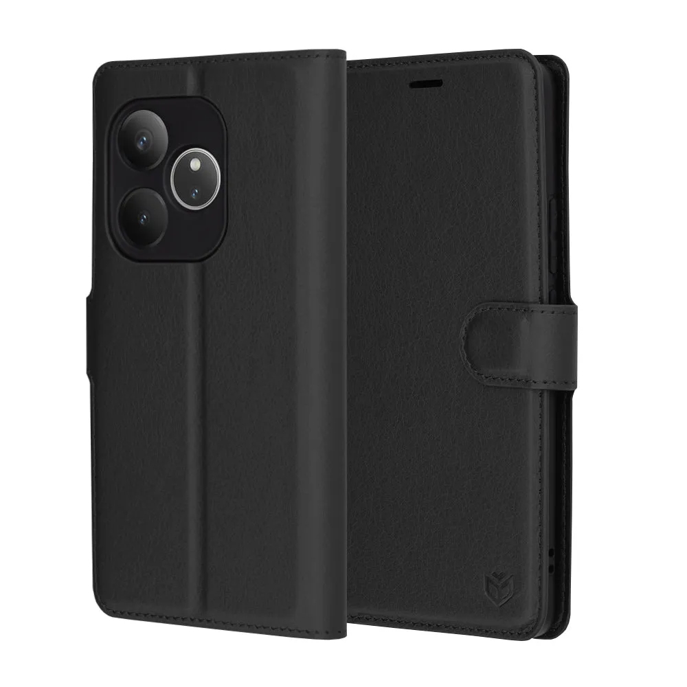 Custodia per Realme GT 6T / GT 6, Techsuit, Leather Folio, Nera - immagine 1