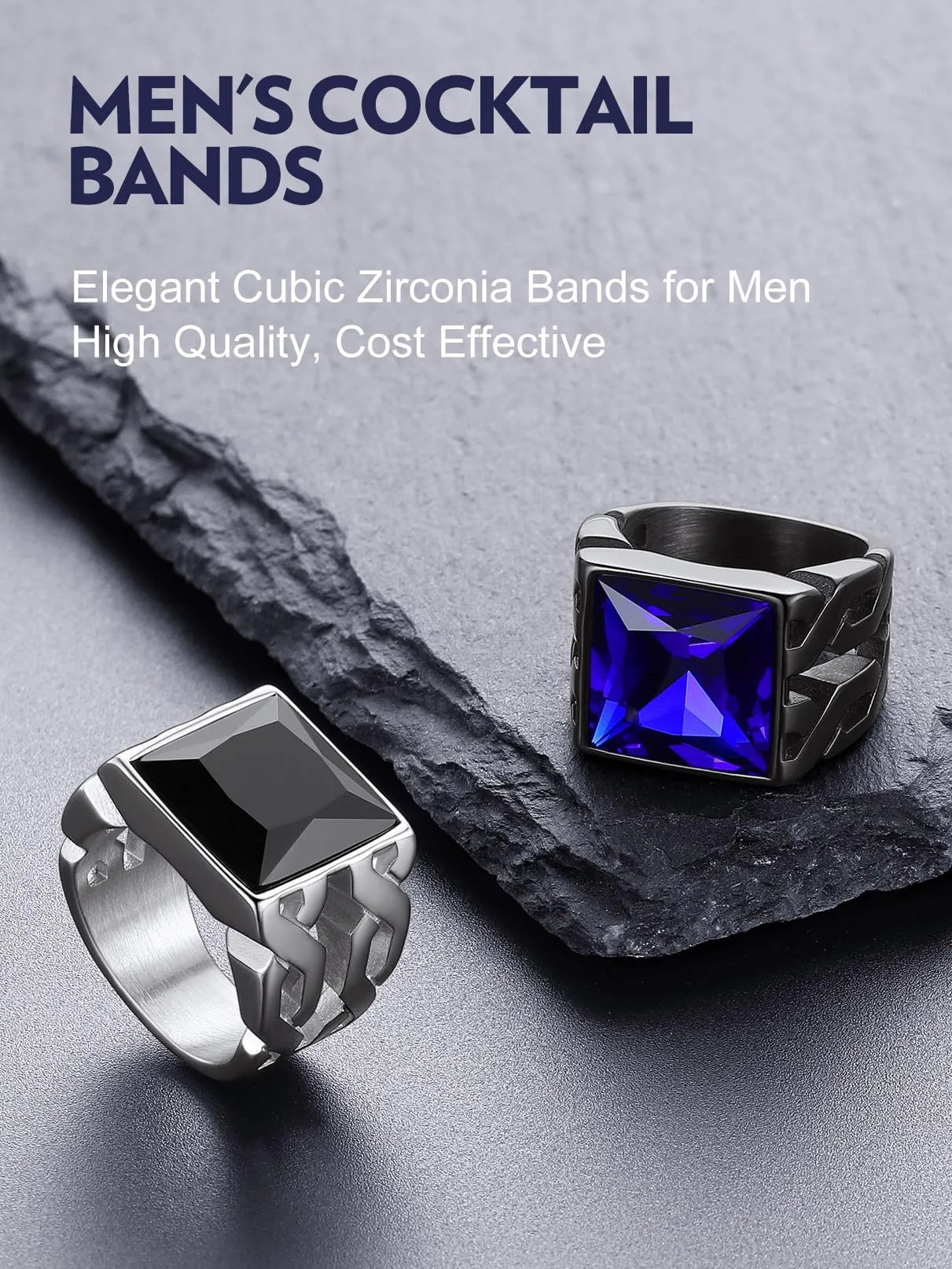 Bandmax Anello Uomo in Acciaio Inossidabile, Anello Nero Uomo con Topazio Blu,Anello Triquetra Nodo Celtico Misura 27.5 Circonferenza 67.2mm, Confezione Regalo - immagine 7