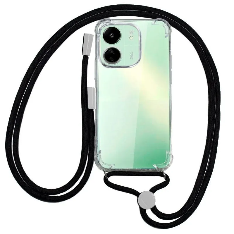 Custodia in cordoncino nero per Xiaomi Redmi 13C/Poco C65 - immagine 1