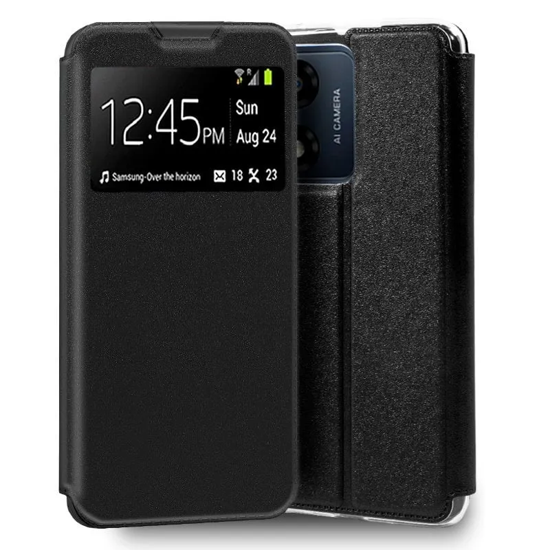 Custodia Flip Cover nera liscia e fantastica per Motorola Moto E13 - immagine 1