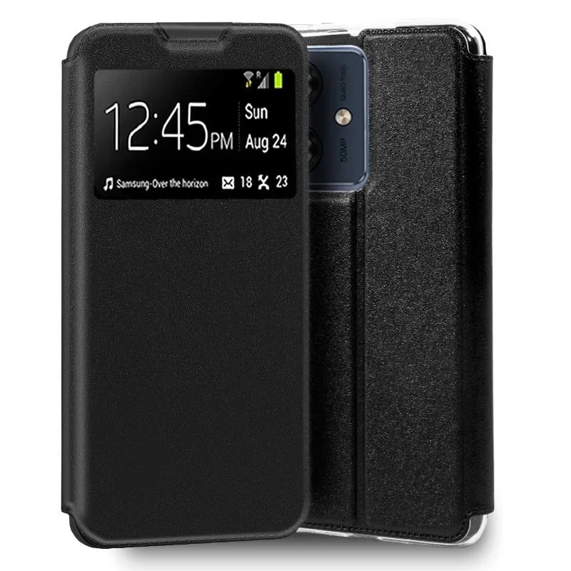 Custodia Flip Cover nera semplice e alla moda per Motorola Moto G54 5G - immagine 1