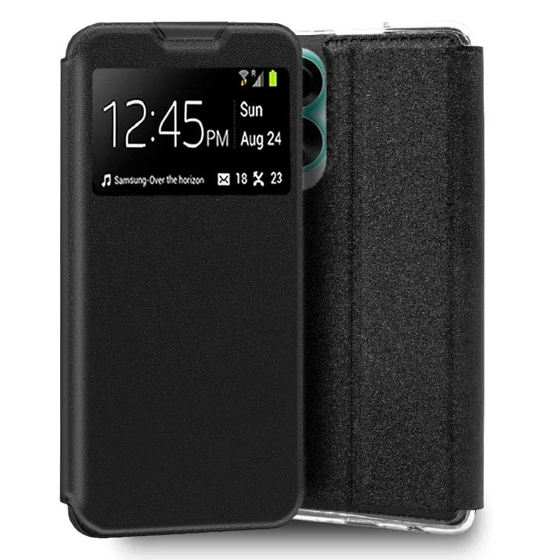 Custodia Flip Cover nera liscia e fantastica per Oppo A78 4G - immagine 1