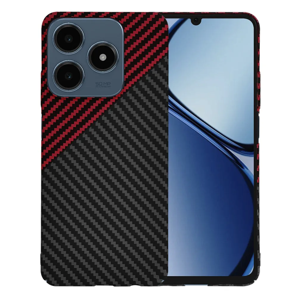 Custodia per Realme C63 / C61, Techsuit, Carbonite FiberShell, Nero Rosso - immagine 1