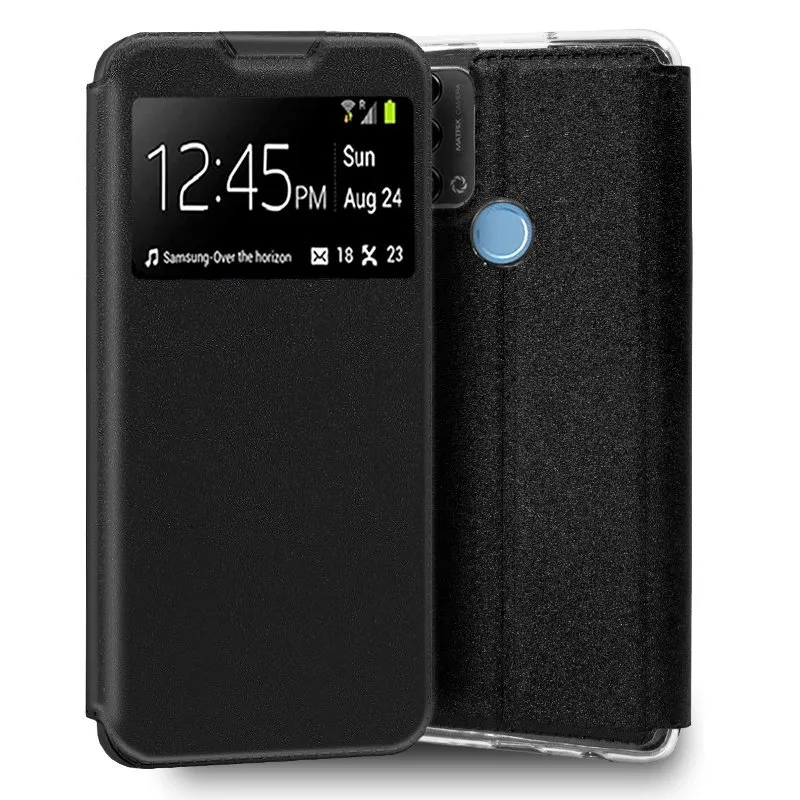 Custodia Flip Cover nera liscia e fresca per ZTE Blade A53 Pro - immagine 1