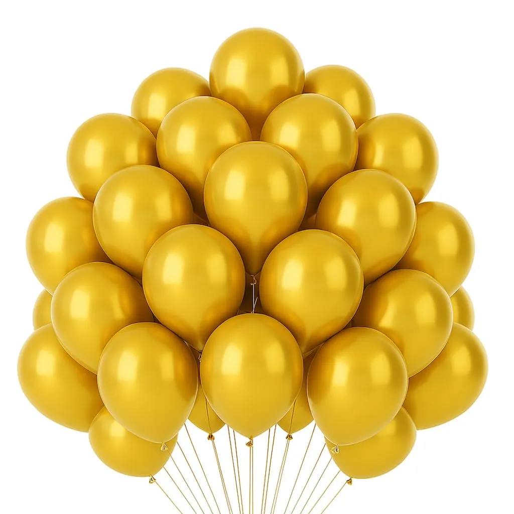50 Palloncini Oro • 30 Cm • Colori Metallizzati Lucenti • Qualità Premium • Lattice Naturale Biodegradabili Ecologici • Gonfiabili Aria Elio Acqua • Baby Shower Feste Compleanno Laurea Matrimonio Arco - immagine 1