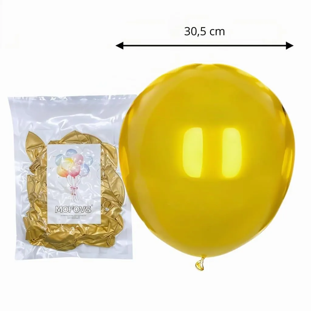 50 Palloncini Oro • 30 Cm • Colori Metallizzati Lucenti • Qualità Premium • Lattice Naturale Biodegradabili Ecologici • Gonfiabili Aria Elio Acqua • Baby Shower Feste Compleanno Laurea Matrimonio Arco - immagine 2