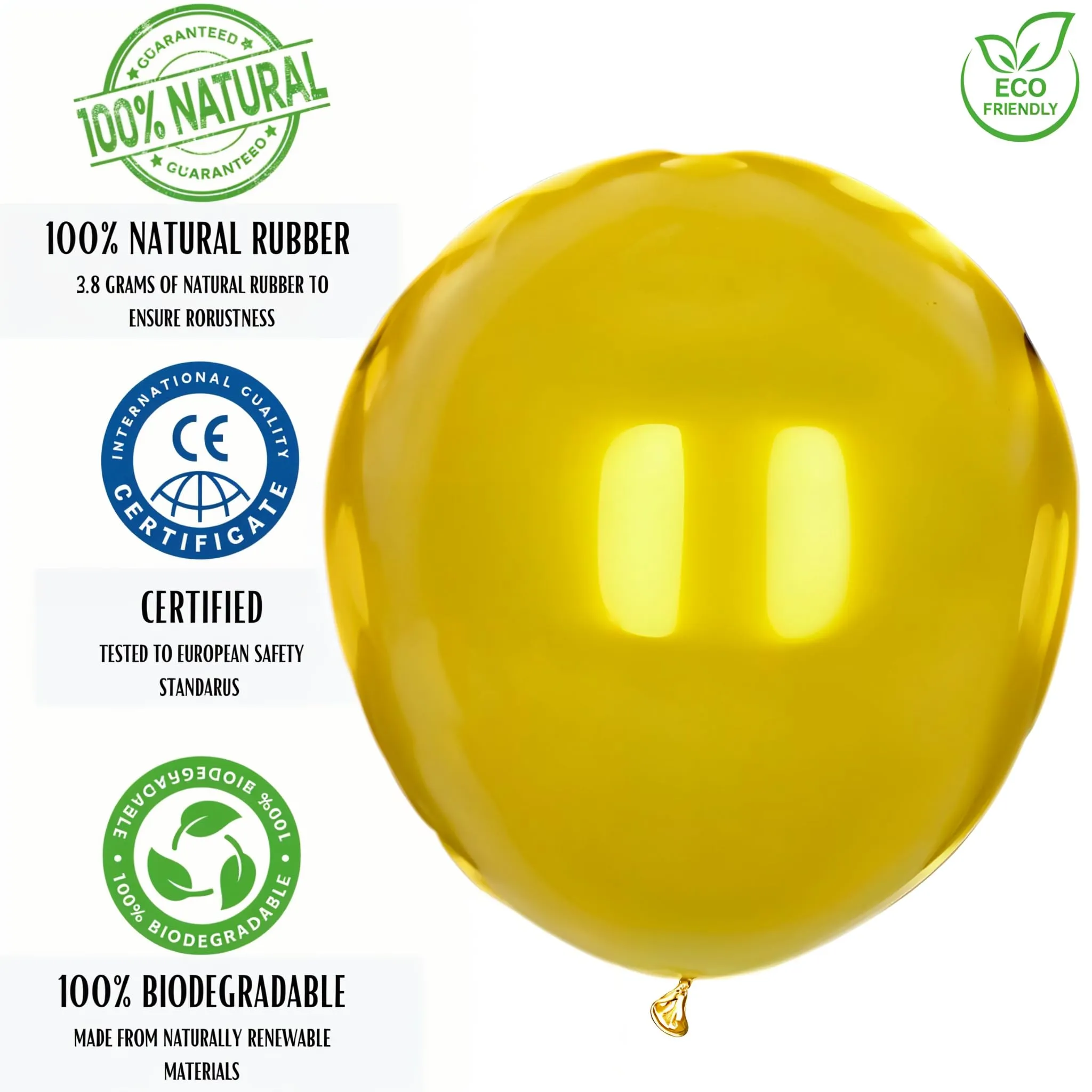 50 Palloncini Oro • 30 Cm • Colori Metallizzati Lucenti • Qualità Premium • Lattice Naturale Biodegradabili Ecologici • Gonfiabili Aria Elio Acqua • Baby Shower Feste Compleanno Laurea Matrimonio Arco - immagine 8