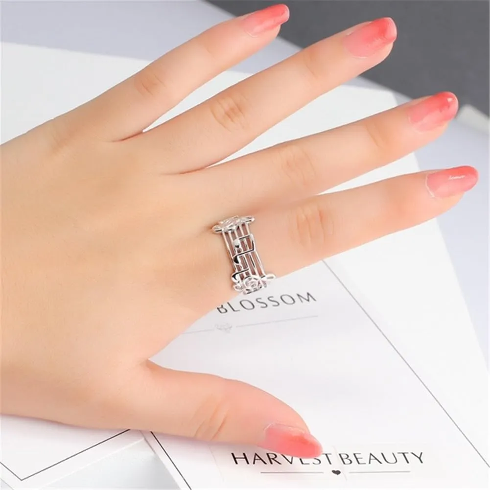PAMTIER Anello da Uomo in Acciaio Inossidabile con Incisione del Simbolo delle Note Musicali Anello con Simbolo delle Note Bianche e Basse Comfort Fit Argento Misura 22 - immagine 4