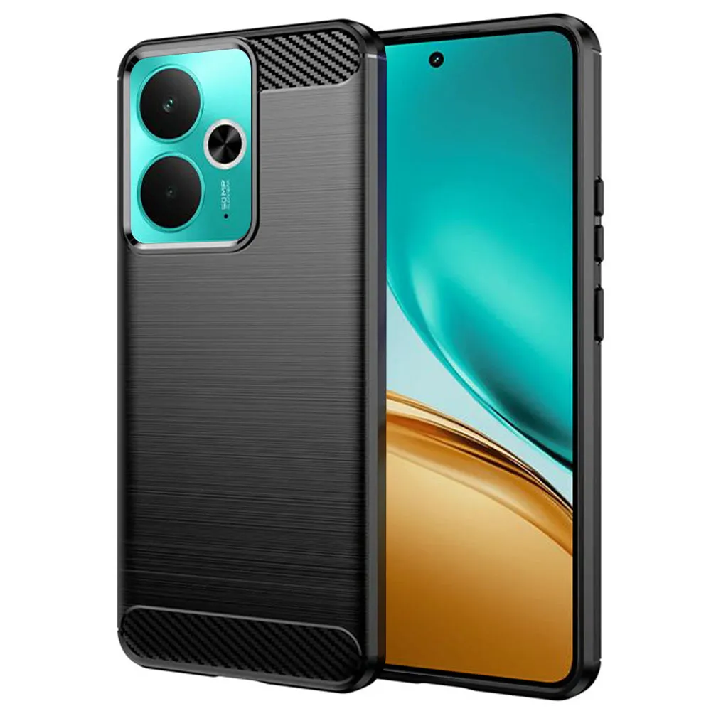 Custodia per Realme 14T / 14, Techsuit, Carbonio, Nera - immagine 1