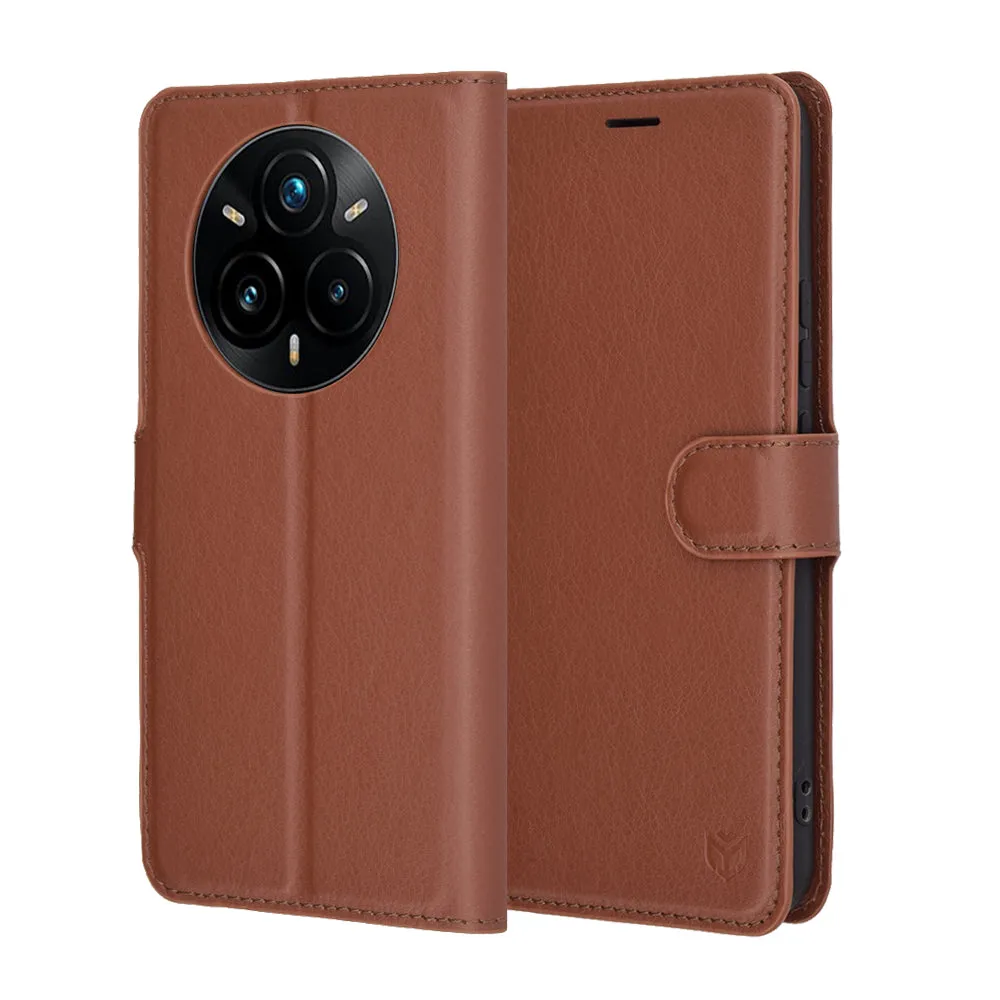 Custodia per Realme 14 Pro+, Techsuit, Leather Folio, Marrone - immagine 1