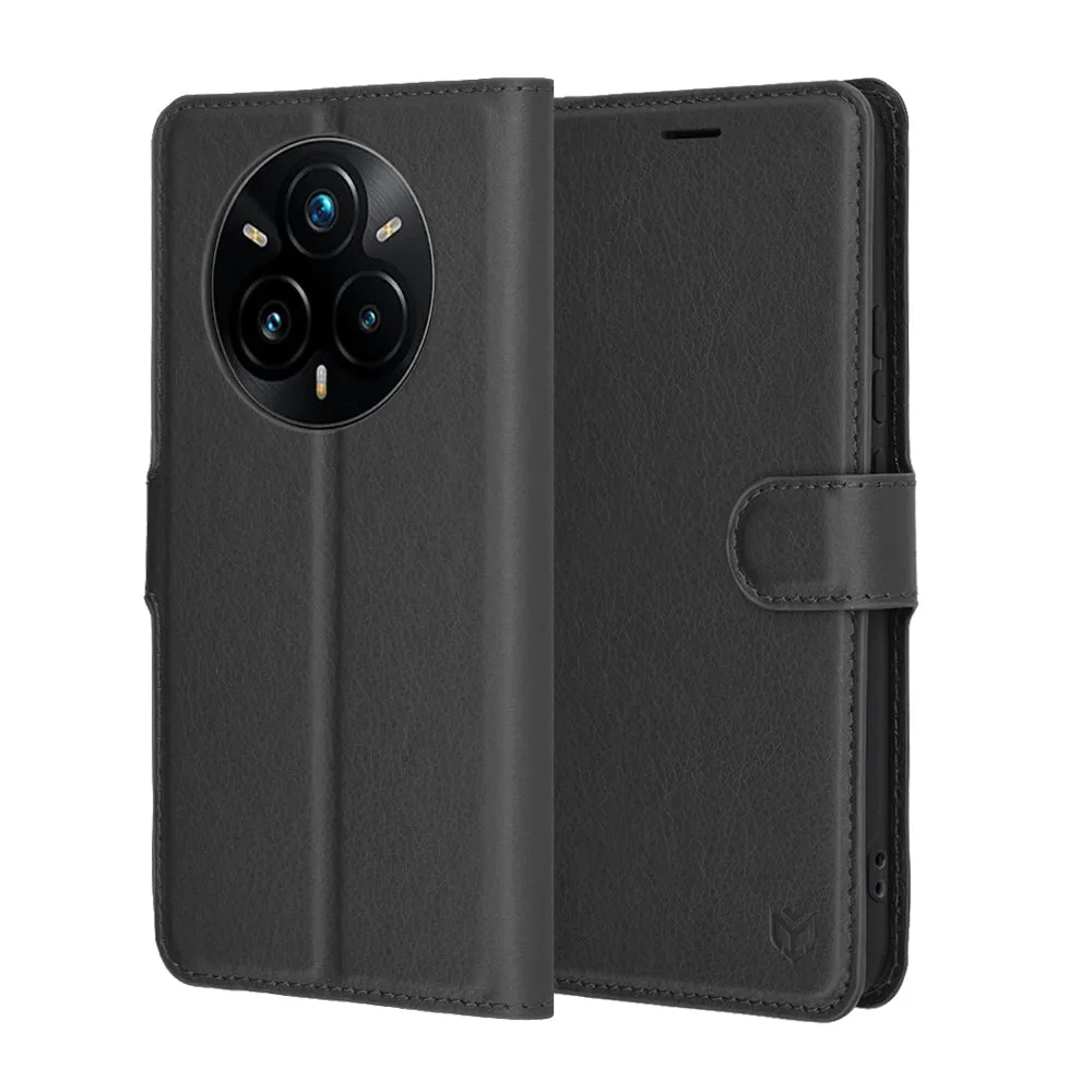 Custodia per Realme 14 Pro+, Techsuit, Leather Folio, Nera - immagine 1