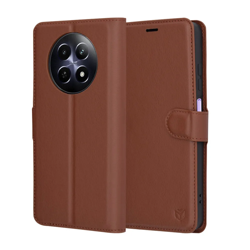 Custodia per Realme 12x / 12, Techsuit, Leather Folio, Marrone - immagine 1