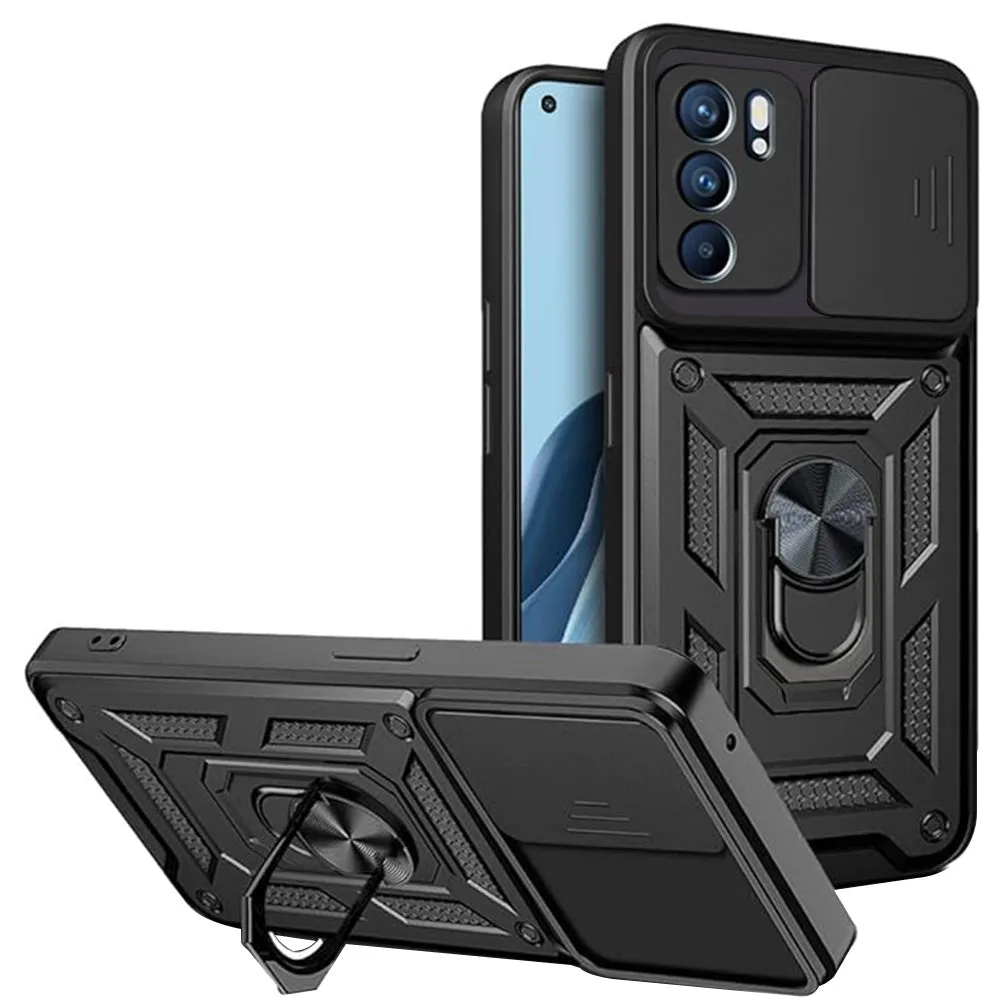 Custodia per Oppo Reno6 5G, Techsuit, CamShield, Nera - immagine 1