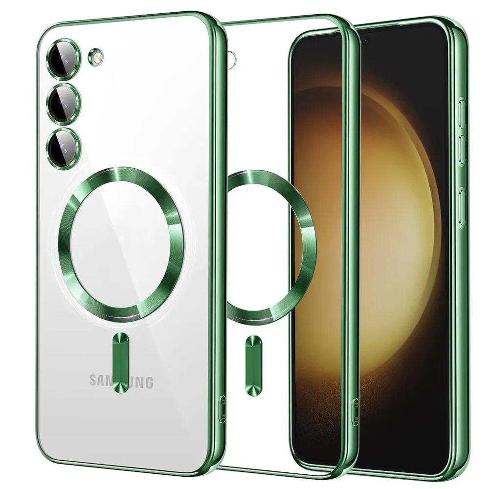 Custodia MagSafe per Samsung Galaxy S23+ S916, Techsuit, Luxury Crystal, Verde Chiaro - immagine 1