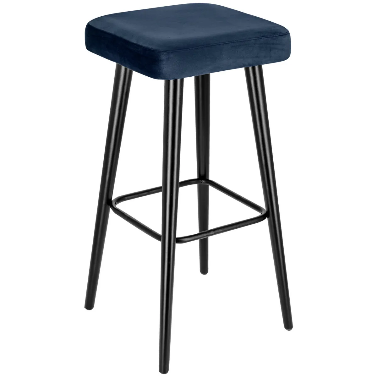 2x VEGA Sgabello Tonda; 40x40x79 cm (LxPxH); seduta blu scuro, struttura nero; 2 pz. / Pacco - immagine 1