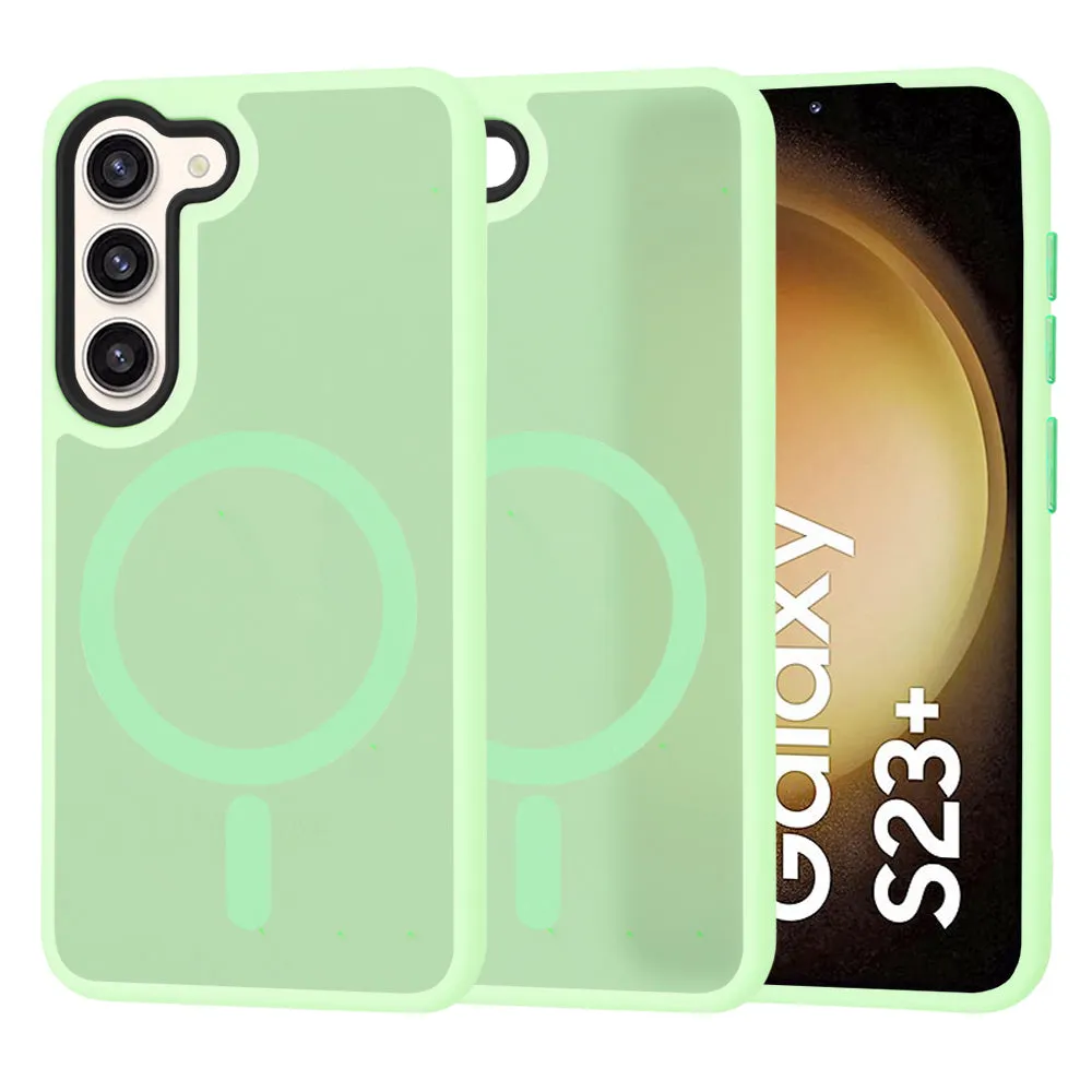 Custodia MagSafe per Samsung Galaxy S23+ S916, Techsuit, HaloFrost, Verde Chiaro - immagine 1