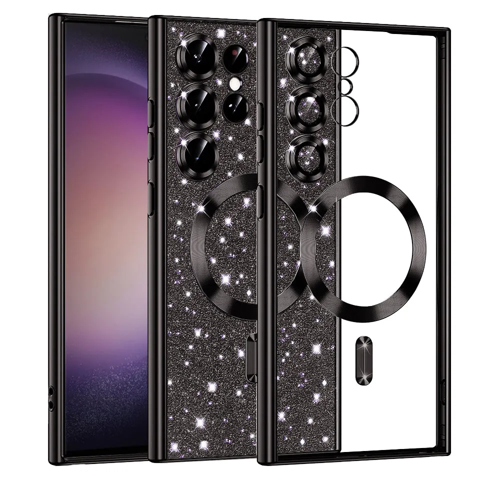 Custodia MagSafe per Samsung Galaxy S23 Ultra S918, Techsuit, Luxury Glitter, Nera - immagine 1