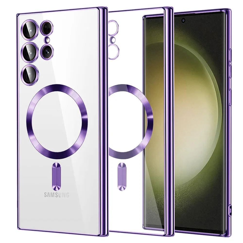 Custodia MagSafe per Samsung Galaxy S23 Ultra S918, Techsuit, Luxury Crystal, Viola Chiaro - immagine 1